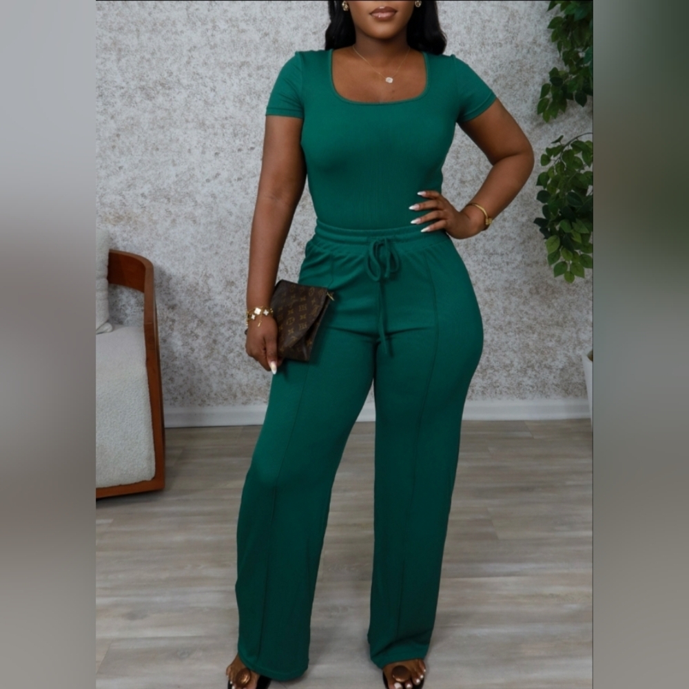 2 Piece Bodysuit/ Pants Set - Green